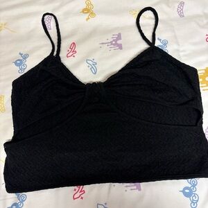 Black Textured Cami Crop Top